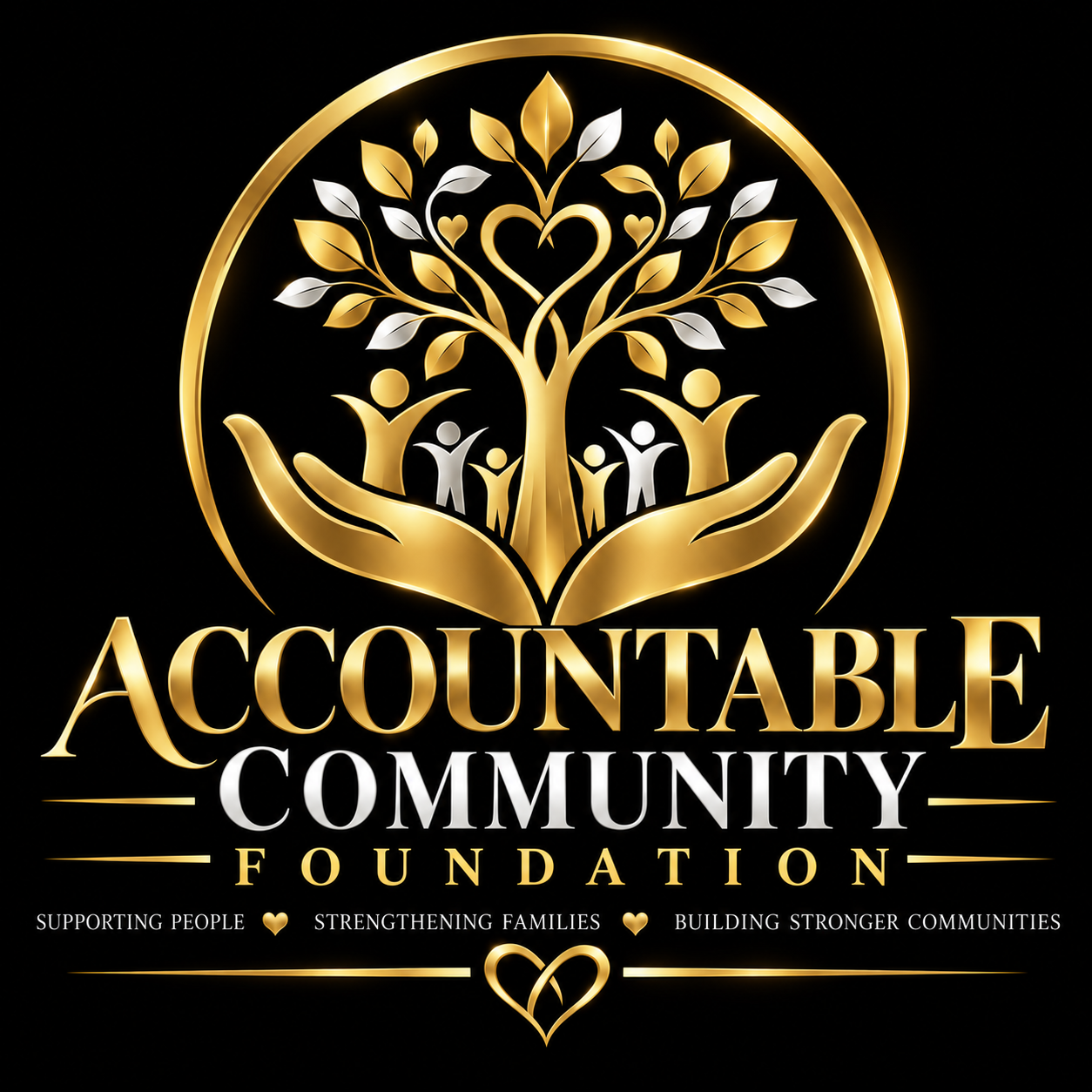 Accountable Community Foundation gold and white logo